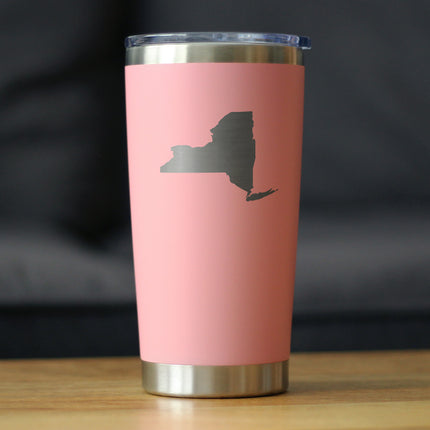 New York State Outline - Insulated Coffee Tumbler Cup with Sliding Lid - Stainless Steel Travel Mug - New York Gifts Women and Men New Yorkers