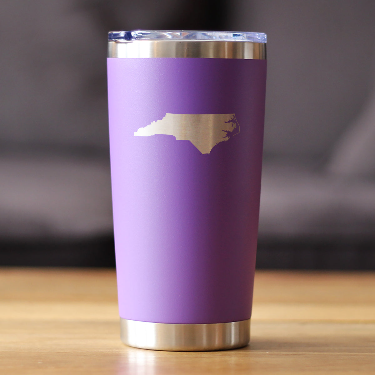 North Carolina State Outline - Insulated Coffee Tumbler Cup with Sliding Lid - Stainless Steel Travel Mug - North Carolina Gifts for Women and Men