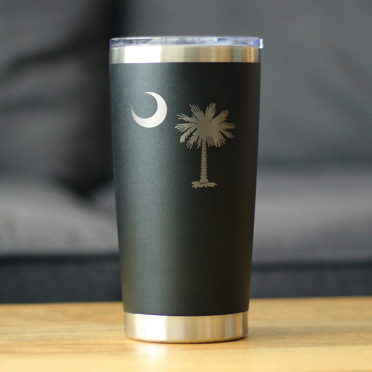 South Carolina Flag - Insulated Coffee Tumbler Cup with Sliding Lid - Stainless Steel Insulated Mug - State Themed Drinking Decor and Gifts for South Carolinian Women &amp; Men