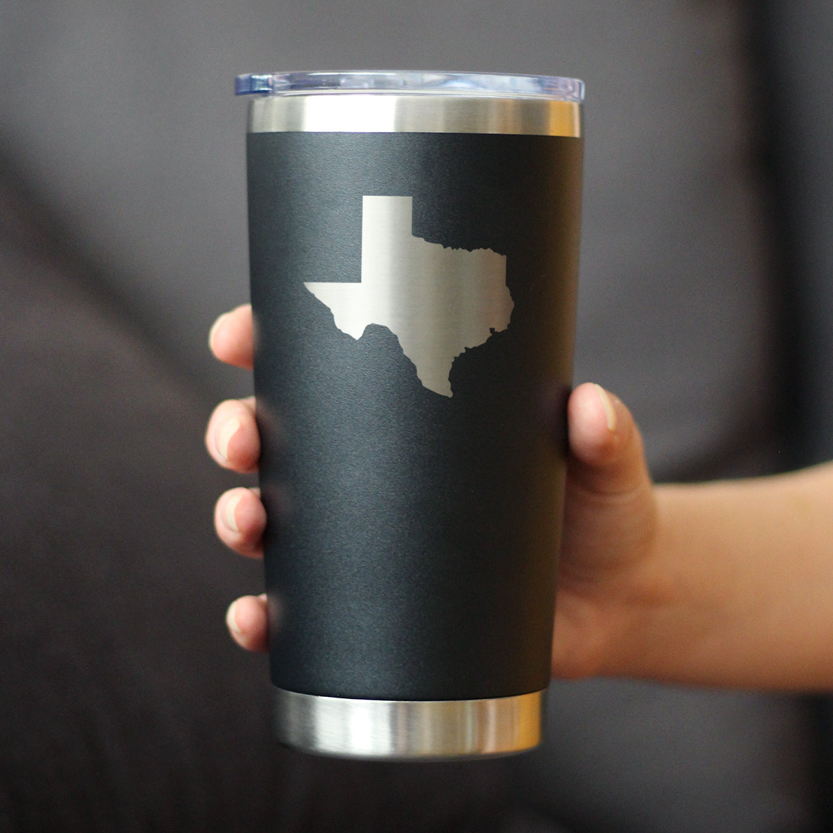 Texas State Outline - Insulated Coffee Tumbler Cup with Sliding Lid - Stainless Steel Insulated Mug - State Themed Decor and Gifts for Texan Women &amp; Men