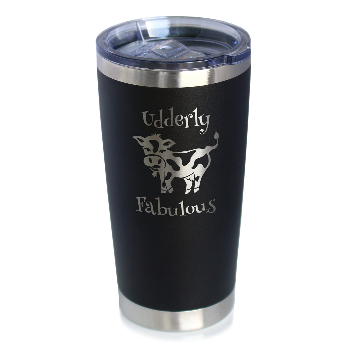 Udderly Fabulous - Insulated Coffee Tumbler Cup with Sliding Lid - Stainless Steel Travel Mug - Funny Cow Gifts and Decor