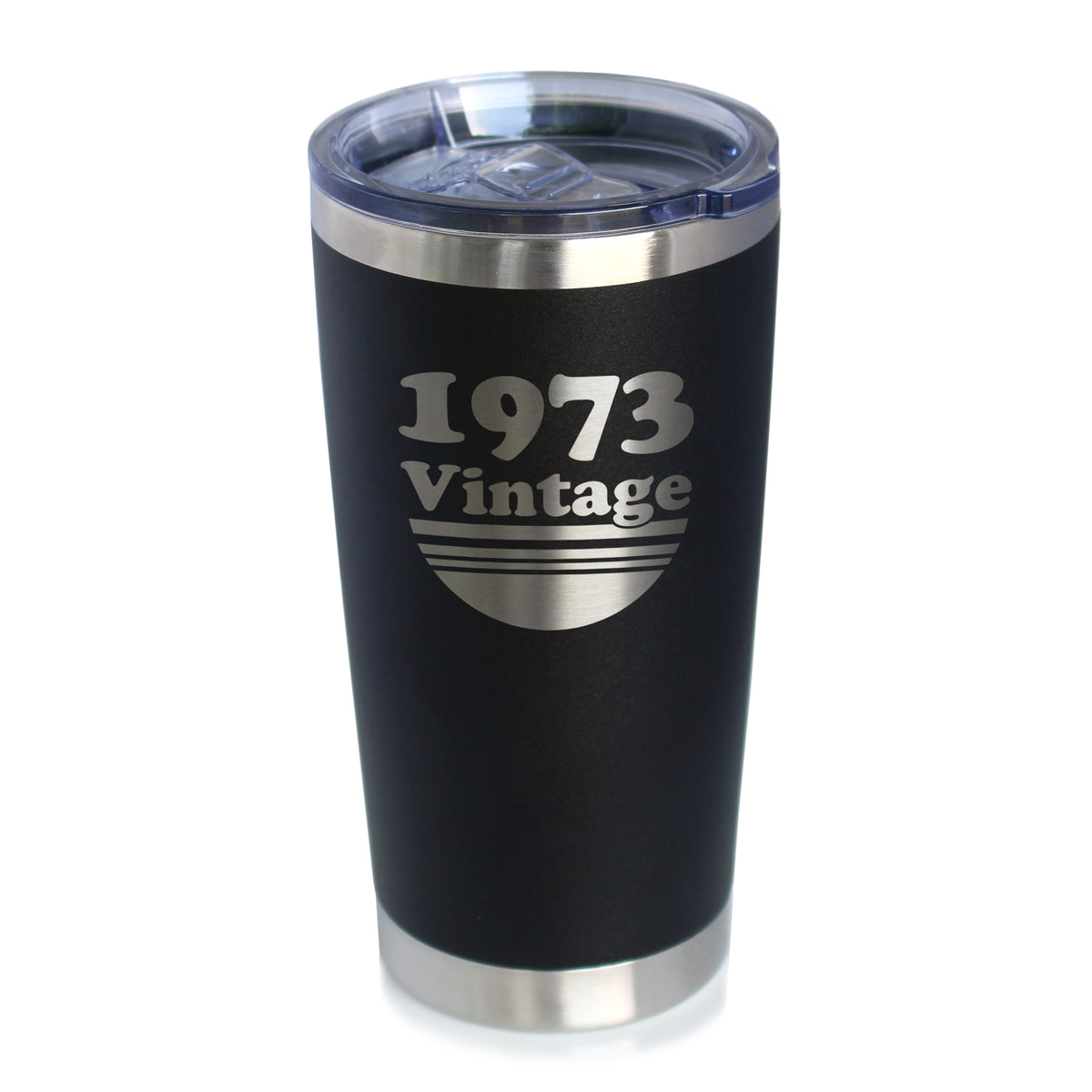 Vintage 1973 - Insulated Coffee Tumbler Cup with Sliding Lid - 20 oz - Funny 51st Birthday Gift for Women or Men Turning 51