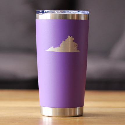 Virginia State Outline - Insulated Coffee Tumbler Cup with Sliding Lid - Stainless Steel Travel Mug - Virginia Gifts for Women and Men Virginians
