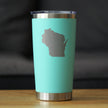Wisconsin State Outline - Insulated Coffee Tumbler Cup with Sliding Lid - Stainless Steel Travel Mug - Wisconsin Gifts for Women and Men