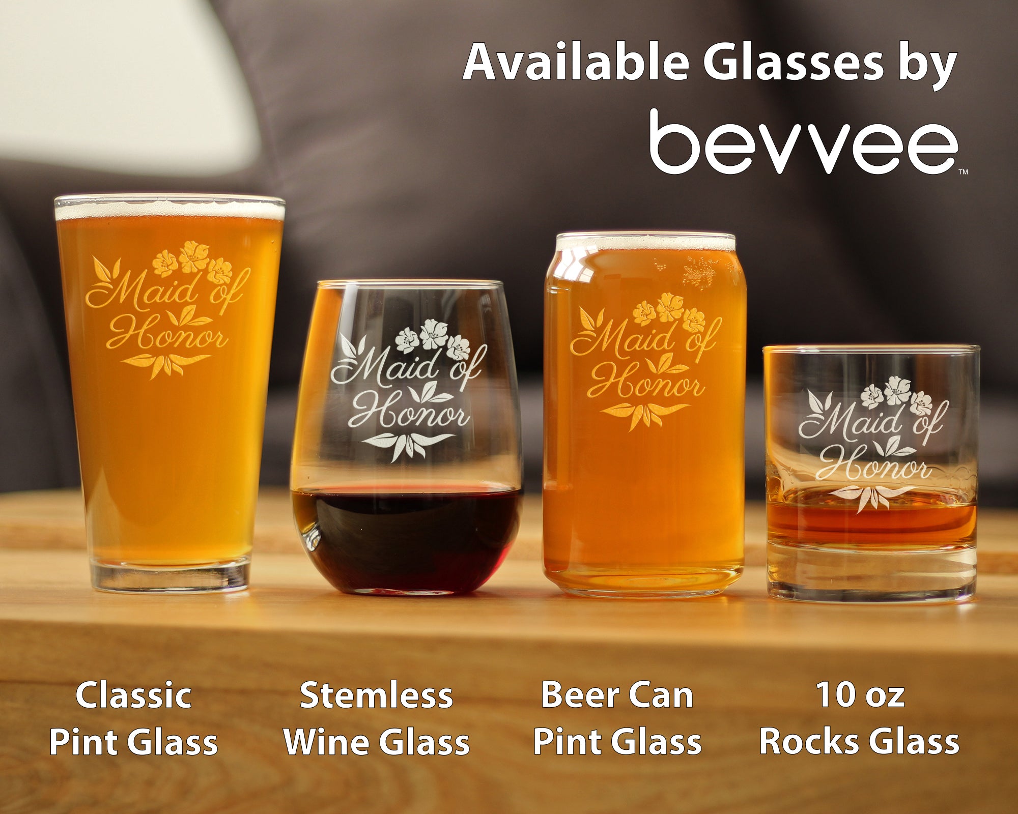 Maid of Honor Beer Can Pint Glass - Maid of Honor Proposal Gifts - Unique Engraved Wedding Cup Gift