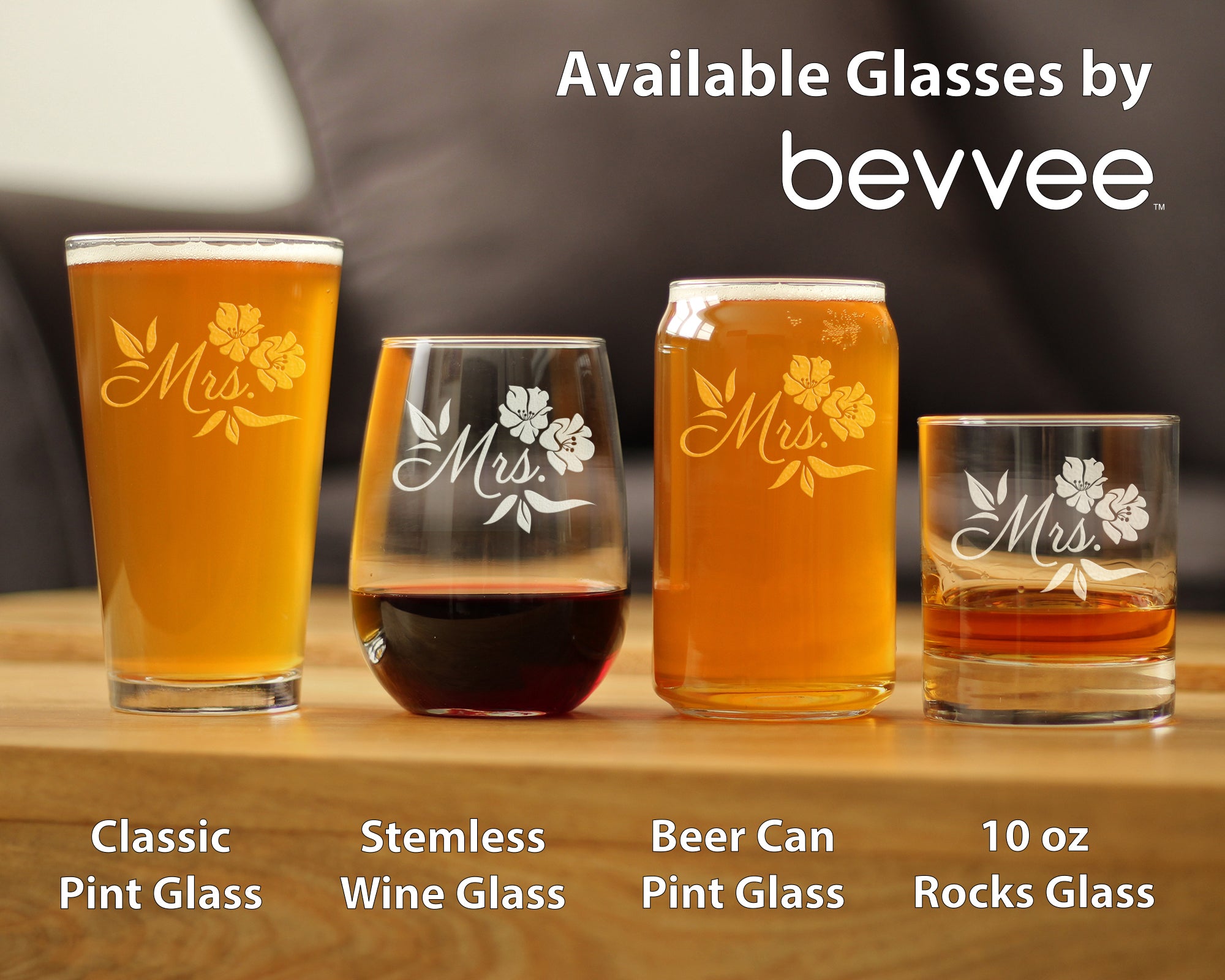 Mrs. Old Fashioned Rocks Glass - Unique Wedding Gift for Bride - Cute Engraved Wedding Cup Gift