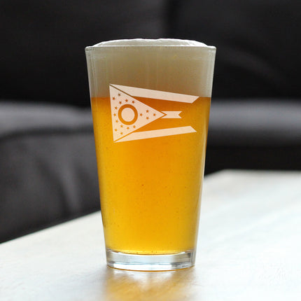 Ohio Flag Pint Glass for Beer - State Themed Drinking Decor and Gifts for Ohioan Women & Men - 16 Oz Glasses