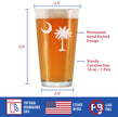 South Carolina Flag Pint Glass for Beer - State Themed Drinking Decor and Gifts for South Carolinian Women & Men - 16 Oz Glasses
