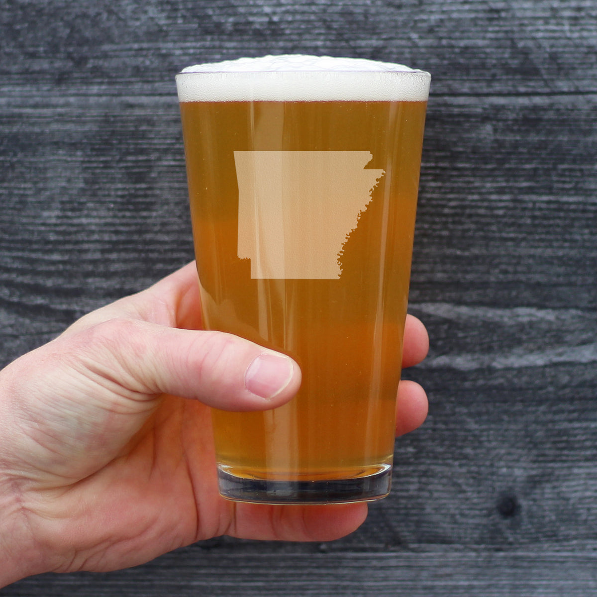 Arkansas State Outline Pint Glass for Beer - State Themed Drinking Decor and Gifts for Arkansans &amp; Arkansawyer Women &amp; Men - 16 Oz Glasses