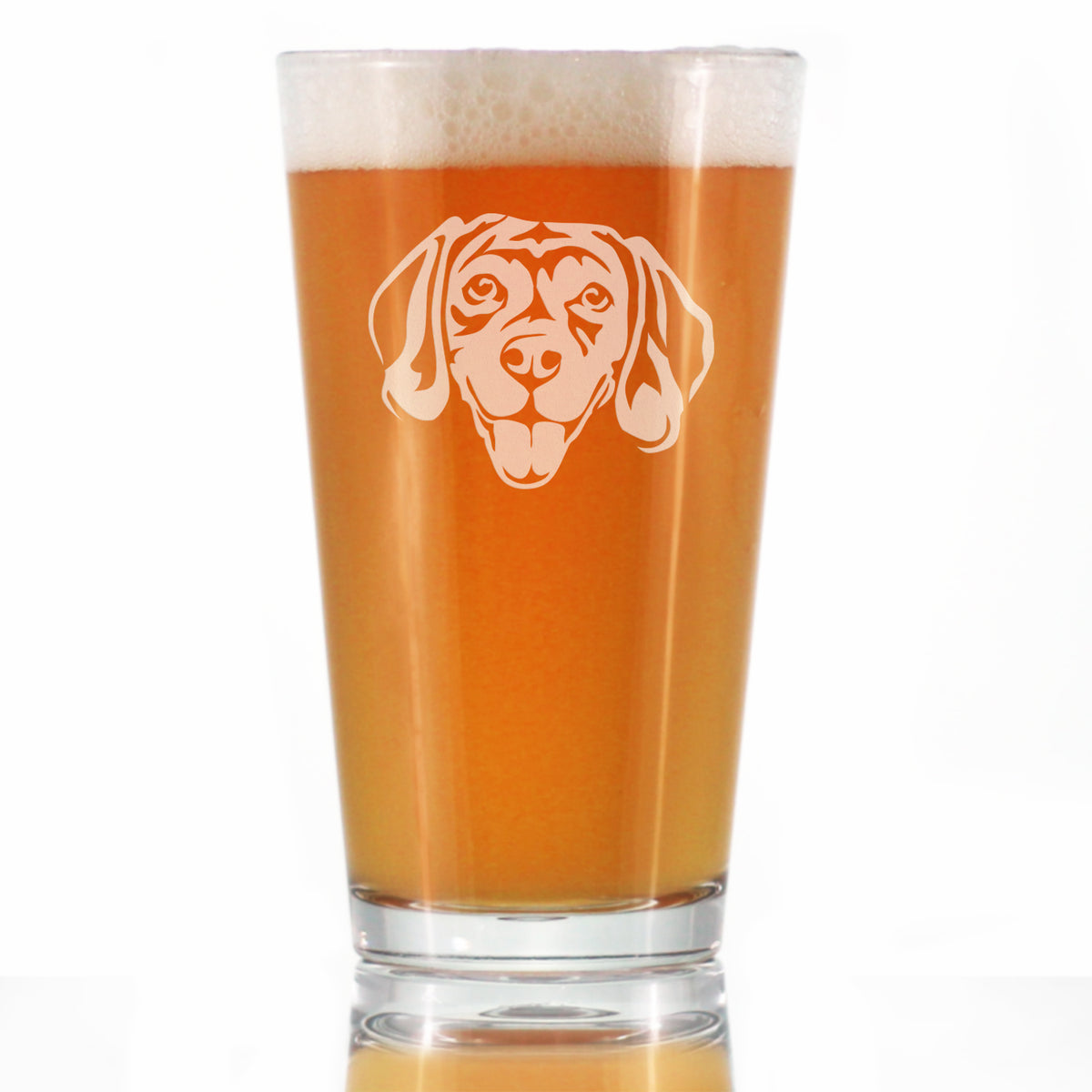 Happy Beagle Face Pint Glass for Beer - Fun Dog Themed Decor and Gifts for Moms &amp; Dads of Beagles - 16 oz Glasses