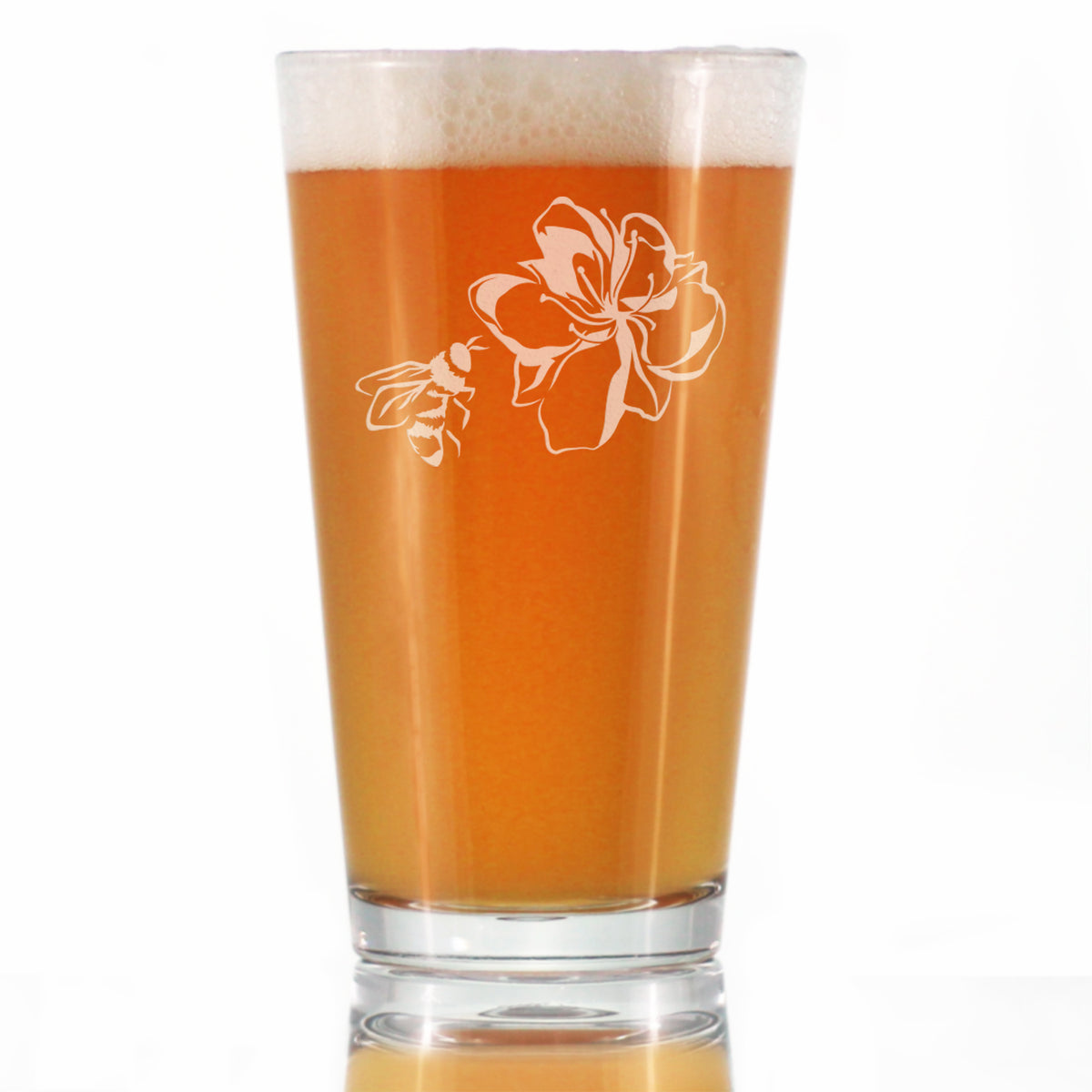 Bee Flower - Cute Gifts for Bumblebee &amp; Nature Lovers - 16 Ounce Pint Glass
