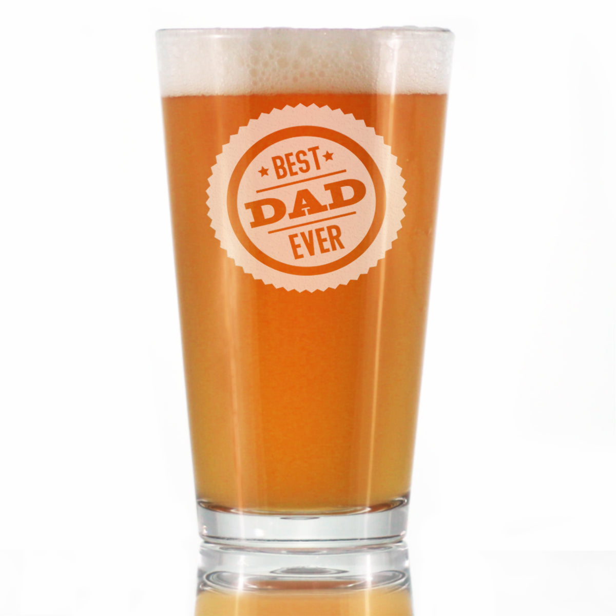 Best Dad Ever 16 oz Pint Glass, Fathers Day Gifts for Men, Husband &amp; Happy Birthday Beer Mug Gift for Dad