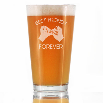 Best Friends Forever - Pint Glass for Beer - Cute Funny Farewell Gift For BFF Moving Away - Pinky Promise -16 oz Glasses