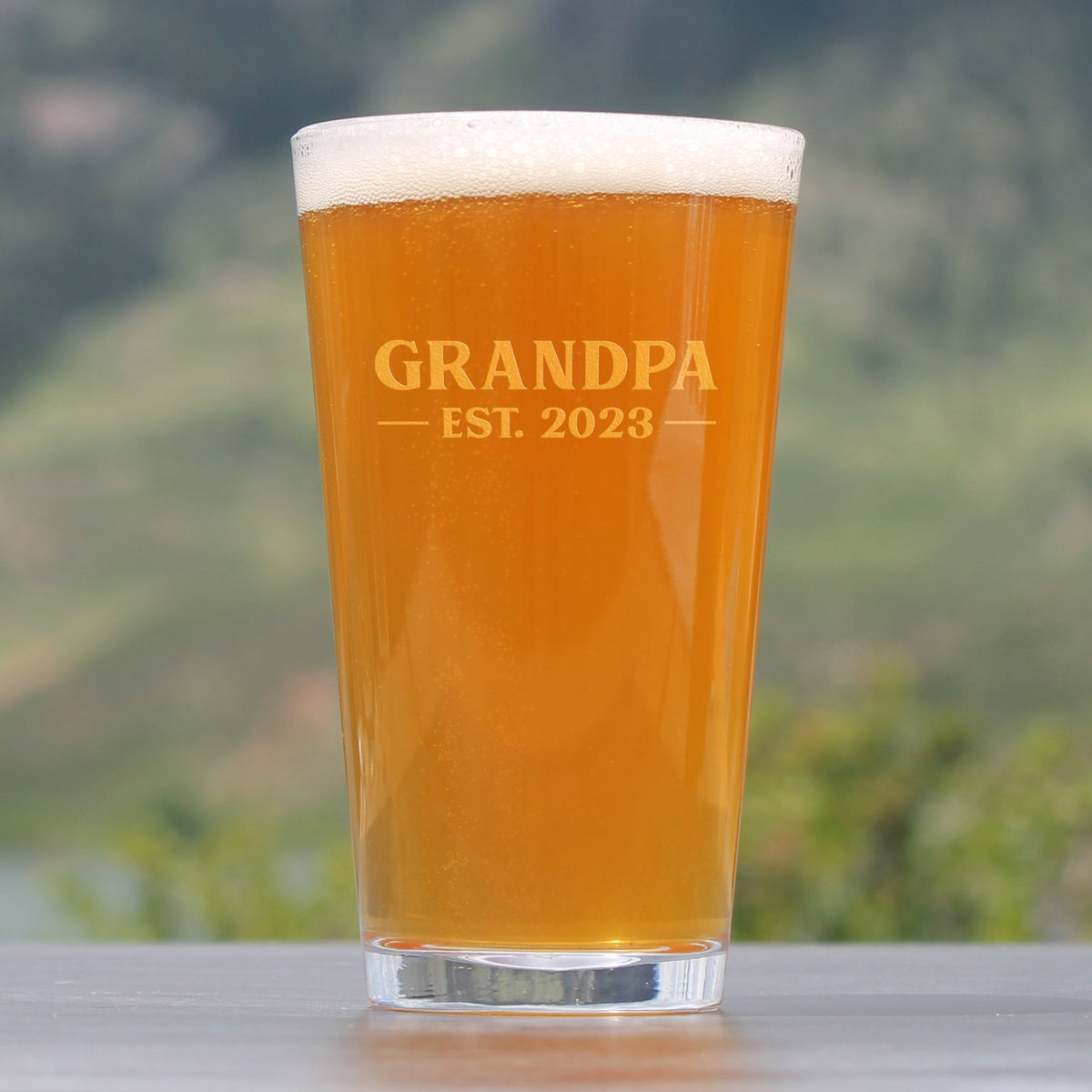 Grandpa Est. 2023 - Bold - 16 Ounce Pint Glass