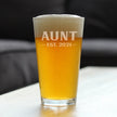 Aunt Est 2021 - New Aunties Pint Glass Gift for First Time Aunts - Bold 16 Oz Glasses