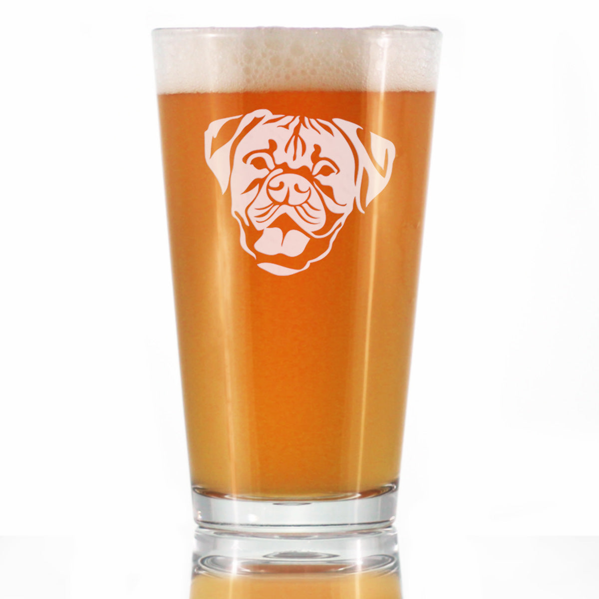 Boxer with Natural Ears - Pint Glass for Beer - Fun Unique Boxer Themed Dog Gifts and Party Decor for Women and Men - 16 oz