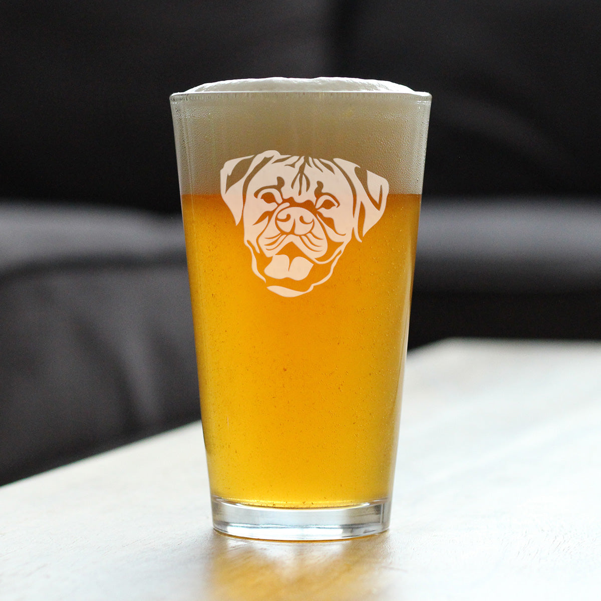 Boxer with Natural Ears - Pint Glass for Beer - Fun Unique Boxer Themed Dog Gifts and Party Decor for Women and Men - 16 oz