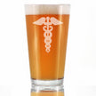 Caduceus Medical Symbol - Pint Glass for BeerEssential Healthcare Workers, Doctors, Nurses, Medical Staff - 16 oz Glasses