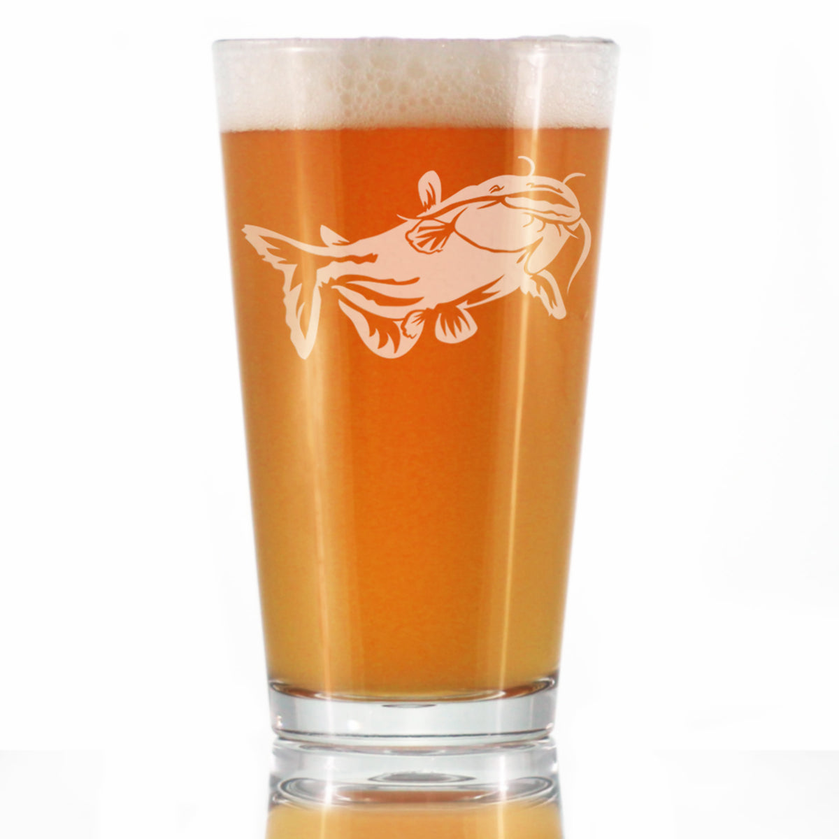 Catfish - Pint Glass for Beer - Catfishing Gifts for Fisherman - Fun Fish Cups - Fishing Decor - 16 oz