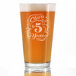 Cheers to 5 Years - Pint Glass for Beer - Gifts for Women & Men - 5th Anniversary Party Decor - 16 Oz Glasses