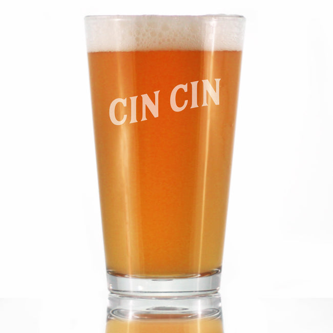 Cin Cin - Italian Cheers - Pint Glass for Beer - Cute Italy Themed Gifts or Party Decor for Women & Men - 16 Oz