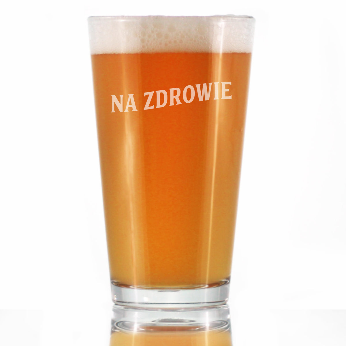 Na Zdrowie - Polish Cheers - Pint Glass for Beer - Cute Poland Themed Gifts or Party Decor for Women and Men - 16 Oz