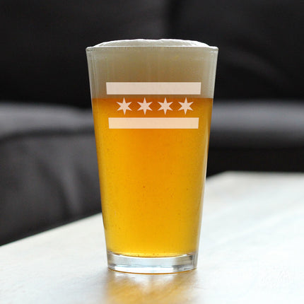 Chicago Flag Fun Pint Glass for Beer Gift for Chitown Lovers - Cute Chicago Themed Décor - 16 oz Drinking Glasses