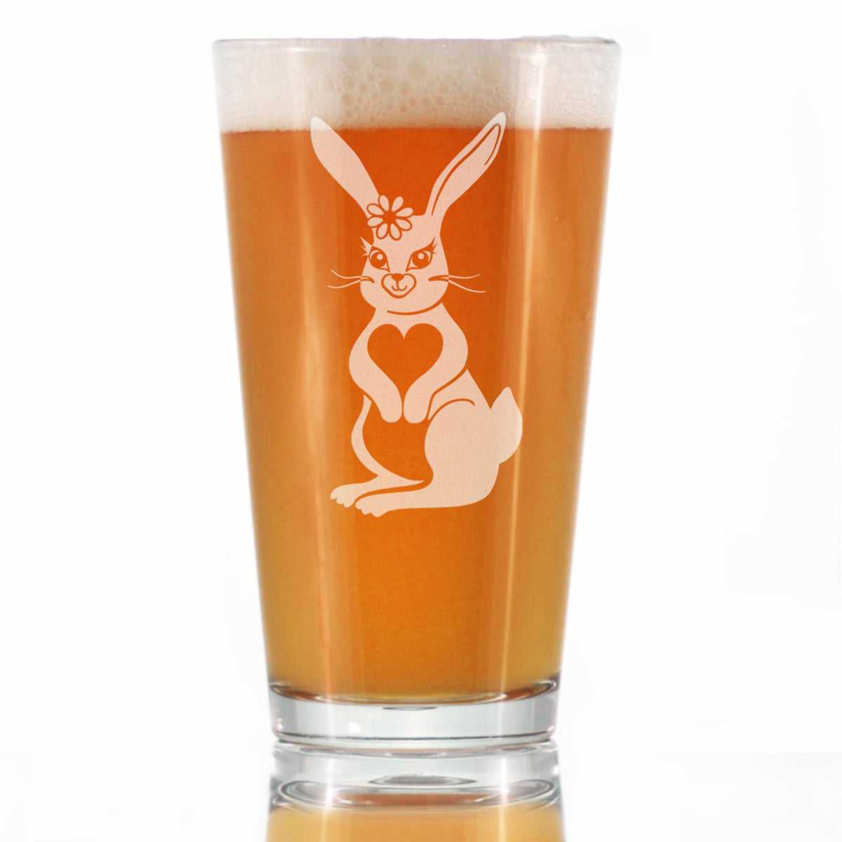 Cute Bunny Rabbit - Pint Glass for Beer - Hand Engraved Gifts for Men &amp; Women That Love Bunnies