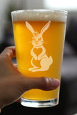 Cute Bunny Rabbit - Pint Glass for Beer - Hand Engraved Gifts for Men & Women That Love Bunnies