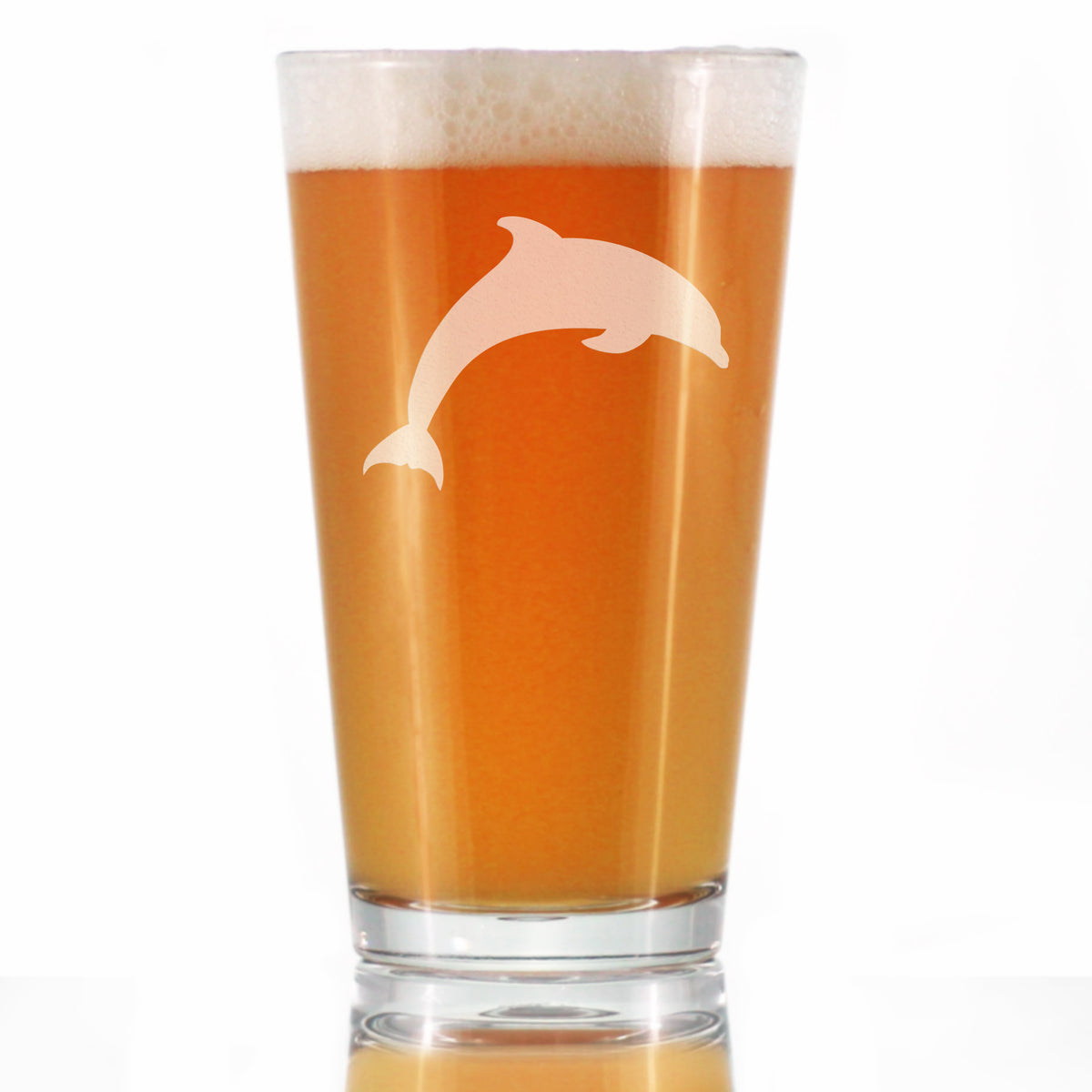 Dolphin - 16 oz Pint Glass for Beer - Cute Dolphin Themed Gifts or Party Decor for Women &amp; Men - Fun Drinking Glasses