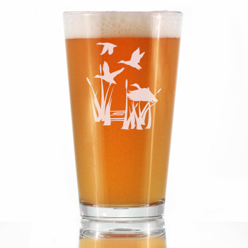 Duck Pond - Pint Glass for Beer - Cabin Themed Gifts or Rustic Decor for Men and Women - Fun Drinking or Party Glasses - 16 oz