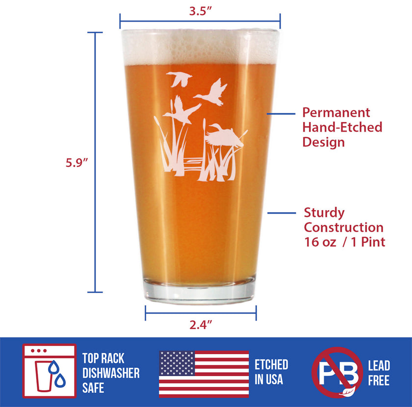 Duck Pond - Pint Glass for Beer - Cabin Themed Gifts or Rustic Decor for Men and Women - Fun Drinking or Party Glasses - 16 oz