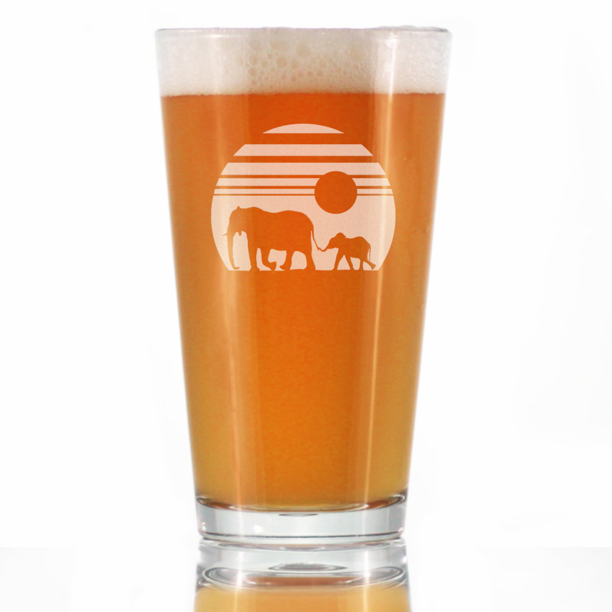 Elephant Sunset - 16 Ounce Pint Glass