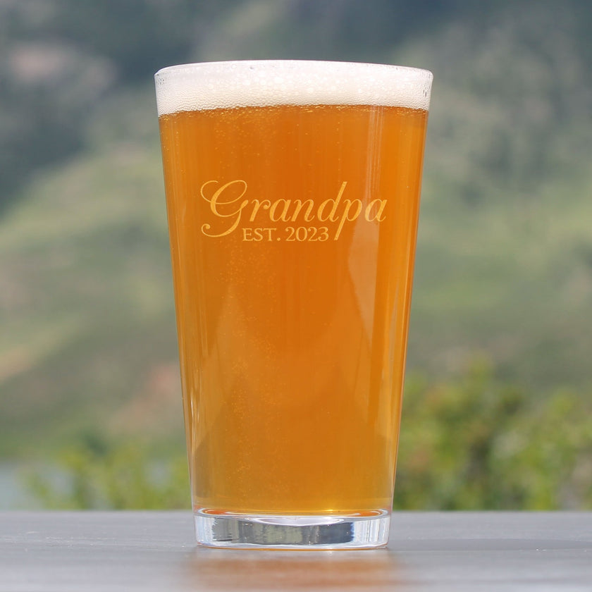 Grandpa Est. 2023 - Decorative - 16 Ounce Pint Glass