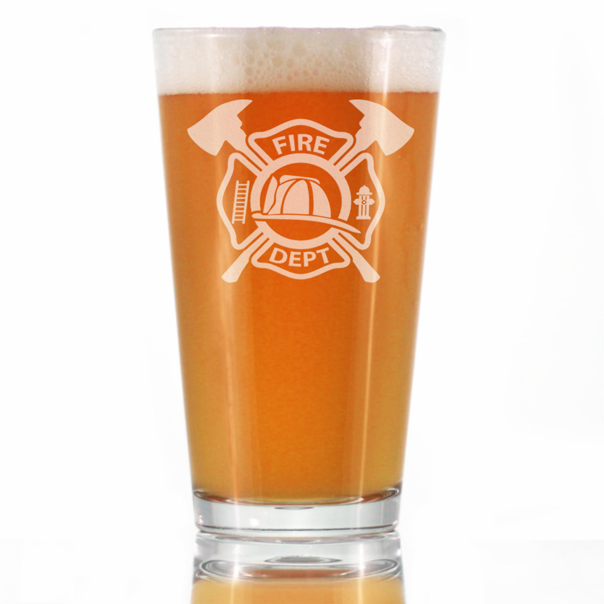 Firefighter Symbol Engraved Pint Glass, Unique Gifts for Firefighters, Firemen &amp; Firewomen