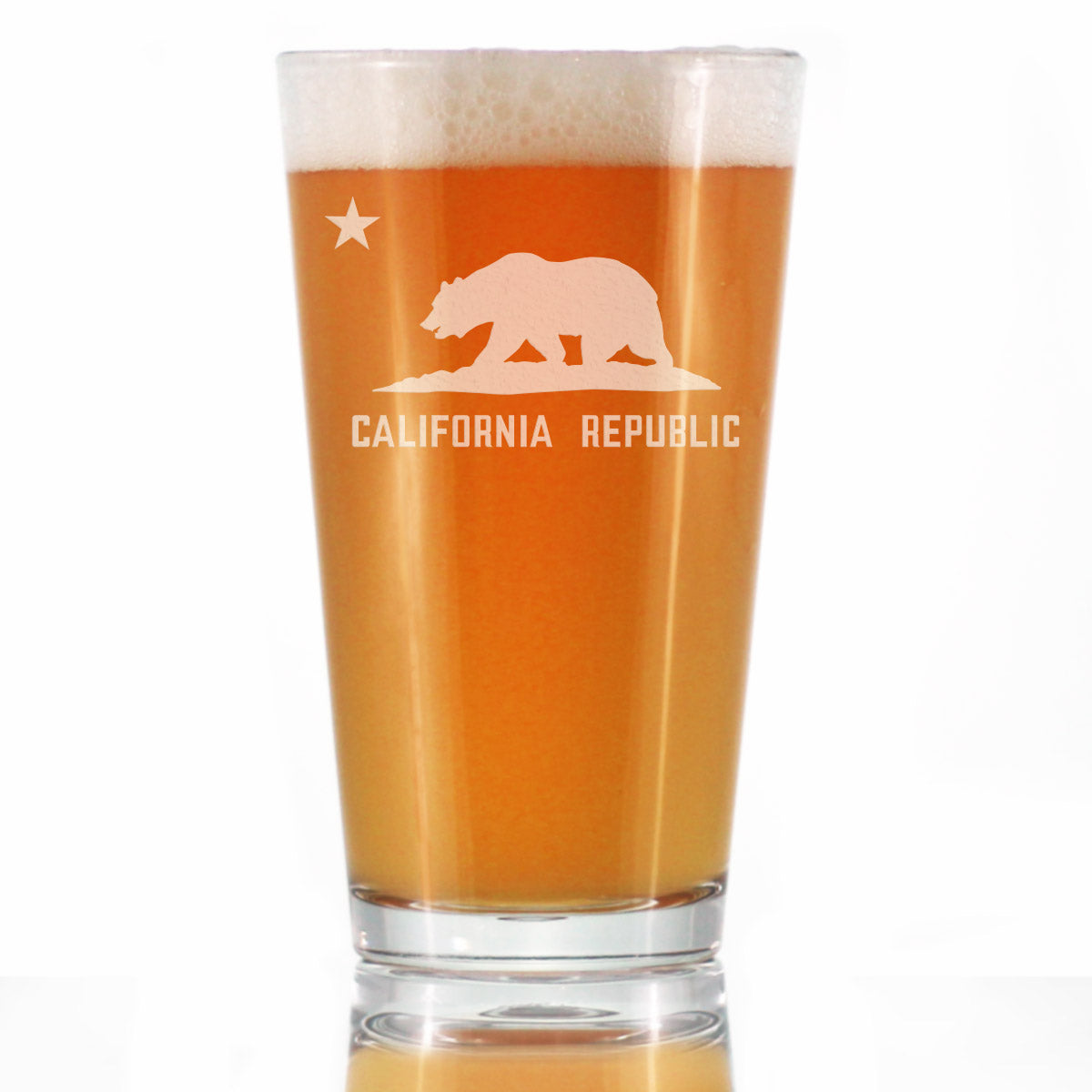 California State Flag Pint Glass for Beer - State Themed Drinking Decor and Gifts for Californian Women &amp; Men - 16 Oz Glasses