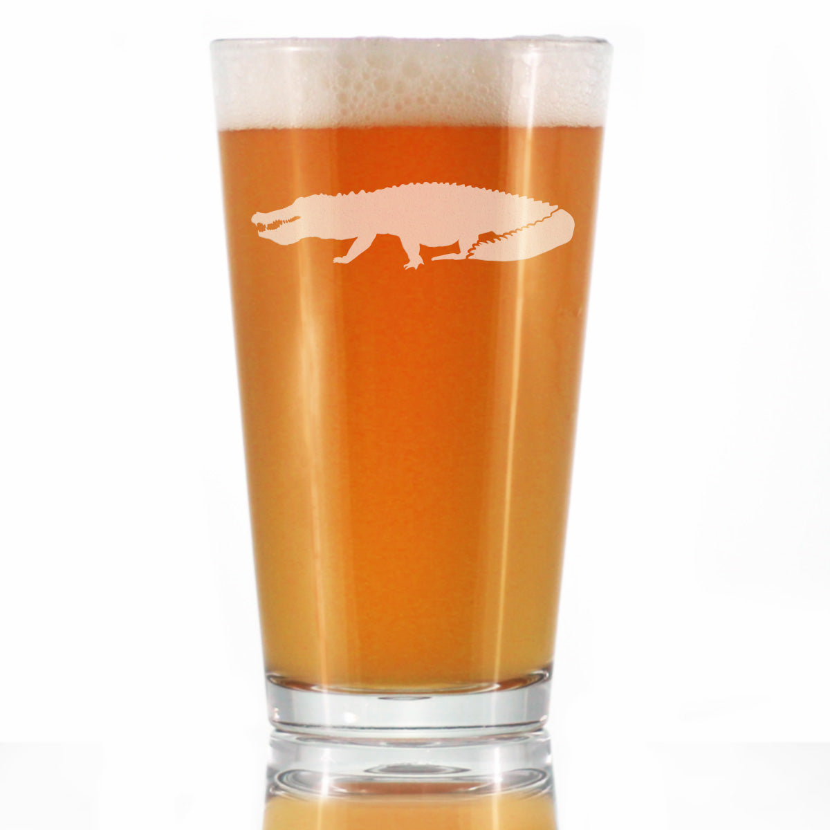 Alligator Pint Glass for Beer - Unique Exotic Animal Gifts for Alligator Lovers - 16 Oz Glasses