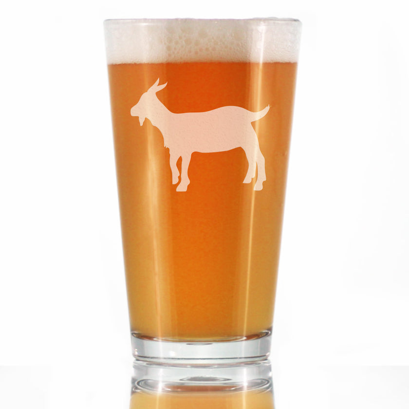Goat Pint Glass for Beer - Funny Unique Farm Animal Themed Decor and Gifts for Goat Lovers - 16 oz
