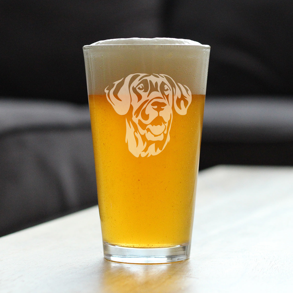 Great Dane Face Pint Glass for Beer - Unique Dog Themed Decor and Gifts for Moms &amp; Dads of Great Danes - 16 Oz