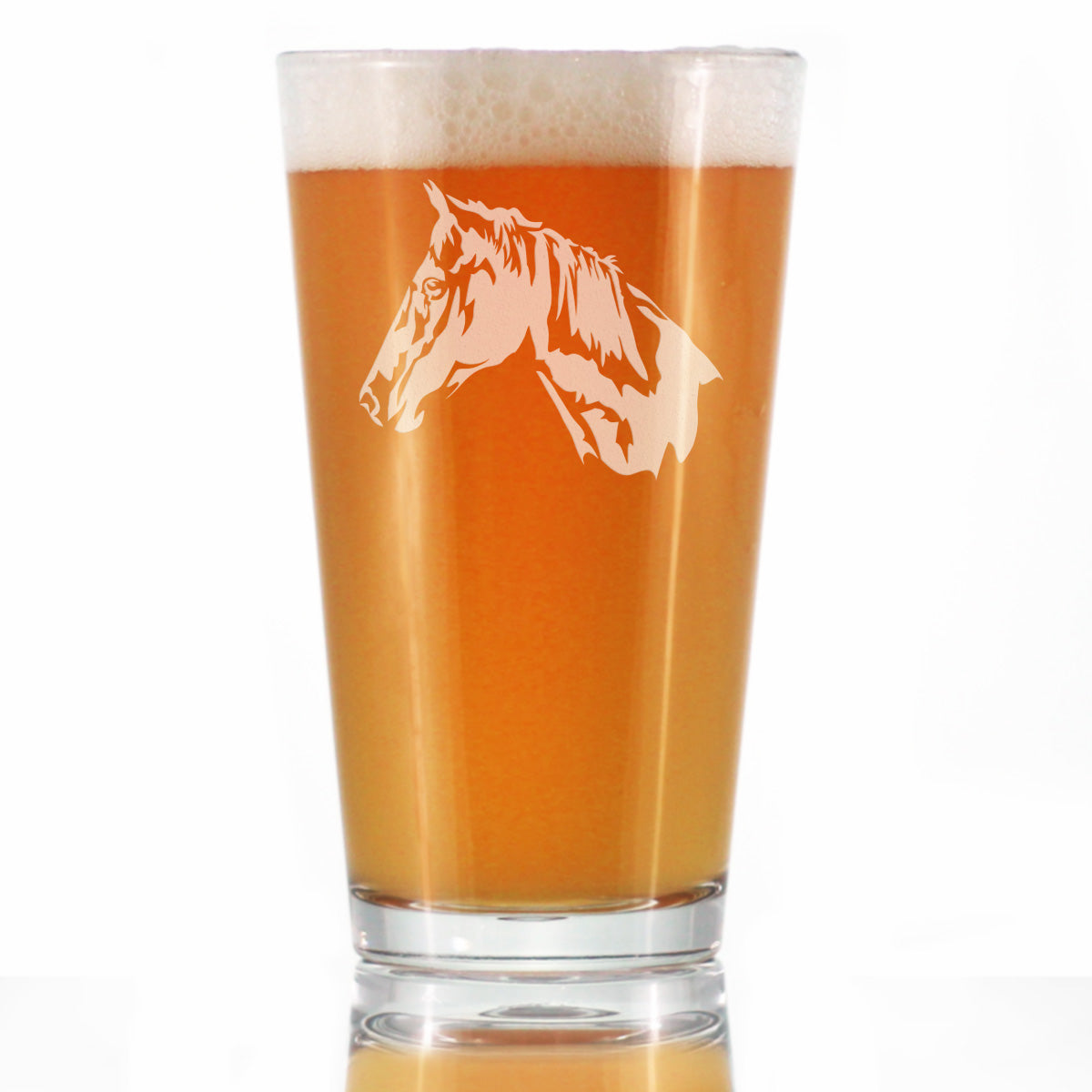 Horse Face Pint Glass for Beer - Western Themed Farm Decor and Gifts for Horseback Riders - 16 Oz Glasses