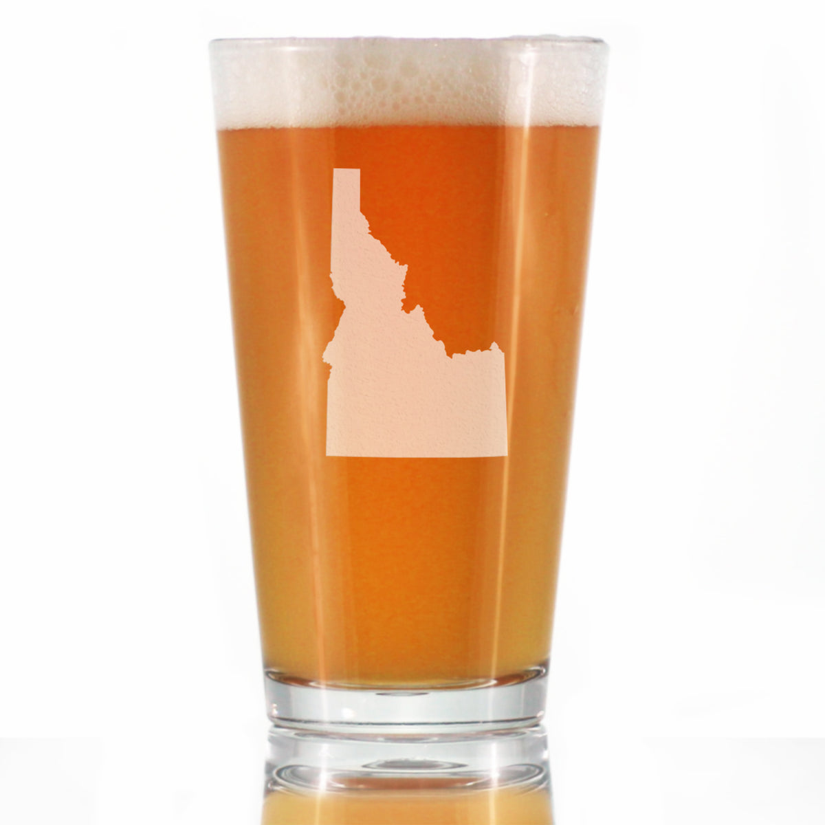 Idaho State Outline Pint Glass for Beer - State Themed Drinking Decor and Gifts for Idahoan Women &amp; Men - 16 Oz Glasses