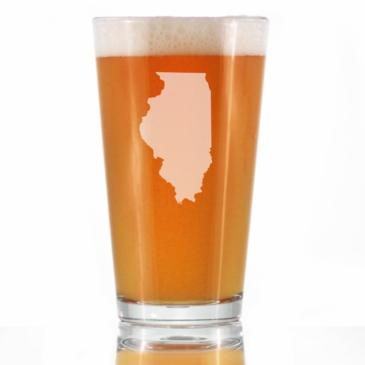 Illinois State Outline Pint Glass for Beer - State Themed Drinking Decor and Gifts for Illinoisan Women &amp; Men - 16 Oz Glasses