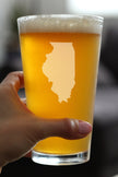 Illinois State Outline Pint Glass for Beer - State Themed Drinking Decor and Gifts for Illinoisan Women & Men - 16 Oz Glasses