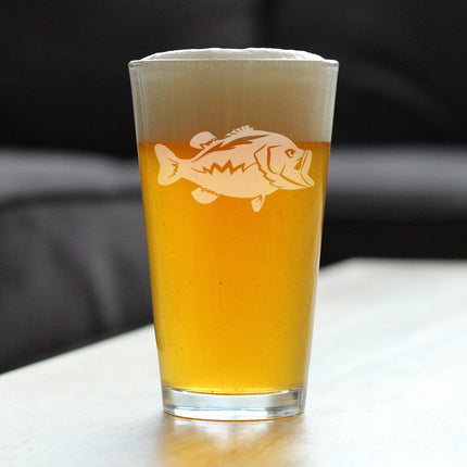 Largemouth Bass - Pint Glass for Beer - Bass Fishing Gifts for Fisherman - Fun Fish Cups & Lake House Decor - 16 oz
