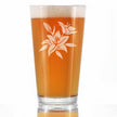 Lily Pint Glass for Beer - Floral Themed Decor and Gifts for Flower Lovers - 16 oz Glasses