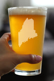 Maine State Outline Pint Glass for Beer - State Themed Drinking Decor and Gifts for Mainer Women & Men - 16 Oz Glasses