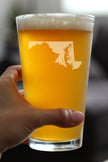 Maryland State Outline Pint Glass for Beer - State Themed Drinking Decor and Gifts for Marylander Women & Men - 16 Oz Glasses
