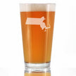 Massachusetts State Outline Pint Glass for Beer - State Themed Drinking Decor and Gifts for Bay Stater Women & Men - 16 Oz Glasses