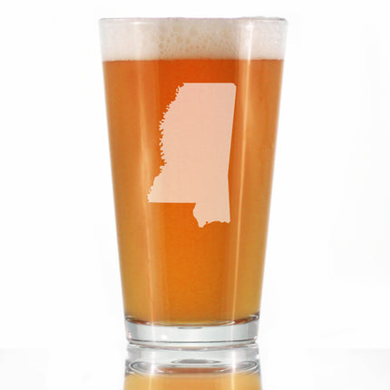Mississippi State Outline Pint Glass for Beer - State Themed Drinking Decor and Gifts for Mississippian Women & Men - 16 Oz Glasses