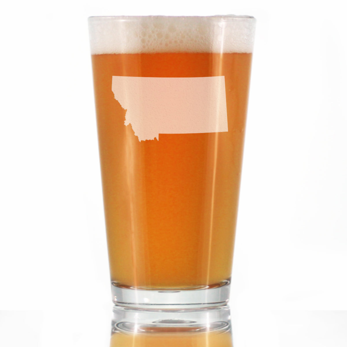 Montana State Outline Pint Glass for Beer - State Themed Drinking Decor and Gifts for Montanan Women &amp; Men - 16 Oz Glasses